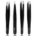 Professional Eyebrow Tweezers for Facial Hair Women & Men Stainless Steel Angled Straight Slanted and Pointed Tip Precision Tweezers for Ingrown Hair Tweezers Eyebrow Plucking Tweezers (4 Black) 4 Black