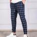 Men's Plaid Pattern Joggers | Drawstring Comfort Athletic Pants - Navy - Buy Online on GoSupps.com