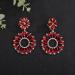 Jumwrit Shiny Red Rhinestone Long Hoop Dangle Earrings | Sparkle Crystal Flower & Chunky Geometry Chandelier Jewelry for Women - Perfect Fashion Statement Gift - Buy Online on GoSupps.com