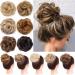 Women Messy Hair Scrunchy Scrunchie Bun Up Do Hair Piece Hair Ribbon Ponytail Hair Extensions Wavy Messy Sandy Blonde to Bleach Blonde