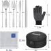 Stainless Steel Camping Mess Kit - 28 Pcs Dinnerware Set for 4 - Plates, Bowls, Cutlery, Gloves & Rag - Ideal for Hiking, Picnics - Black - Buy Online on GoSupps.com