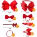 23 Pieces Kids Hair Accessories Set Bow Hair Clip Head Flower Ponytail Elastic Hair Rope Styling Accessories for Girls School Christmas Birthday Party (Red) - Buy Online on GoSupps.com