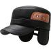 Men's Winter Leather Peaked Cap with Earflap - Adjustable Military Cadet Army Hat in Black/Brown - Buy Online on GoSupps.com