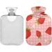 Naanle Checked Flower Strawberries 1L Heat Bottle with Cover - Transparent Hot Water Bottle for Pain Relief & Warmth Ideal for Bed Hands & Feet Therapy - Buy Online on GoSupps.com