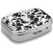 Black and White Cow Print Pill Box | 2 Compartment Portable Medicine Organizer | Stylish Metal Pill Case for Pocket or Purse - Buy Online on GoSupps.com