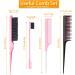 6 Pcs Hair Styling Comb Kit Teasing Comb Brush Set Includes Fluffy Hair Brush Double Sided Edge Control Brush Triple Teasing Comb Fine Metal Rat Tail Comb for Women Professional Barber (Pink) - Buy Online on GoSupps.com