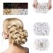 Elaine Combs Messy Bun Hair Piece Curly Dish Hair Buns Extension Thick Chignon Hairpiece Clip in Ponytail Scrunchies Hair Pieces for Women (White) Combs Curly Bun White