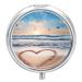 Pill Box Pill Case 3 Compartment Travel Pill Box Heart Shape Romantic Beach Printing Small Pill Box Portable Medicine Pill Case Pill Organizer for Purse & Pocket for Travel Handbag (Round)