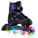 OBENSKY Girls Skates Adjustable Inline Skates for Boys and Girls, Fun Illuminating Beginner Inline Skates for Kids with All Light Up Wheels, Indoor Outdoor Roller Blades for Toddler and Youth Large - Youth ( 4- 7 US) Blue