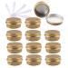 Zeoabsy 24 pieces 10ml gold aluminum empty doses with screw lid round aluminum chunks cream can screw box tins for cosmetics candle ointments 6x spatula gold 10ml