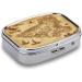 Vintage Treasure Map Pill Box - 2 Compartment Decorative Metal Pill Organizer for Travel | Portable Medicine Case for Pocket & Purse - Buy Online on GoSupps.com