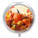 Pill Box Pill Case 3 Compartment Travel Pill Box Autumn Leaves Happy Thanksgiving Day Pumpkin Printing Small Pill Box Portable Medicine Pill Case Pill Organizer for Purse & Pocket for Travel Handbag (