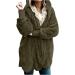 oelaio Winter Fleece Jacket for Women Zip Up Coats Oversized Sweatshirt Open Front Hooded Draped Pockets Cardigan Fashion Army Green Small - Buy Online on GoSupps.com
