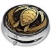 Hawaiian Tapa Honu Turtle Mini Round Pill Box | 3 Compartment Travel Organizer | Portable Pill Case for Home & Office - Buy Online on GoSupps.com