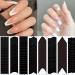 French Manicure Nail Art Stickers Decals 3D Self -Adhesive French Tip Nail Stencils Moon V Shape Design Nail Edge Auxiliary for Designer Nail Decoration French Nail Guides for DIY Nail Tools 6 Sheets C-8