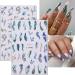 jmeowio JMEOWIO 10 Sheets Marble French Tip Nail Art Stickers Decals Self-Adhesive Leaves Nail Supplies Nail Art Design Decoration Accessories - Buy Online on GoSupps.com