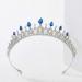 SWEETV Cubic Zirconia Princess Tiara Headband in Royal Blue for Bride & Flower Girls - Bridal Crown Hair Accessories - Buy Online on GoSupps.com