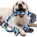Luxmay dog toys indestructible rope for strong large dogs dog -rope toys 92 cm 5 knots rope for aggressive chewing interactive rope for medium and large dog breeds blue