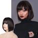 Sofeiyan short straight bob wig with pony 11 inch synthetic daily party hair wig for black women dark brown and dark auburn mixed dark brown and dark chestnut brown mixed