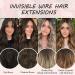 Invisible Wire Hair Extensions | Natural Wavy Synthetic Hair | Adjustable Size | Long Curly Hairpieces for Women - 16inch Ombre Caramelo with Dark Root - Buy Online on GoSupps.com