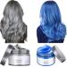 Temporary Hair Clay Color 2PCS Strong Hold Pomade for Men Women Hair Color Dye Wax Washable Hair Styling Clay for Girls Ages 4 5 6 7 8 9 10+ Birthday Children's Day Party Cosplay(Gray+Blue)
