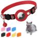 Mouyou Airtag cat neck band Airtag collar cat soft nylon reflective with bell and safety clasp tracking cats collar with holder airtag case adjustable from 22-34cm red