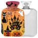 Naanle Black Cat Happy Halloween Heat bottle with reference Transparent hot water bottle Handfoots Warmer Heading bag for pain relief heat and cold therapy 1L