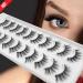 Lansteen 3D Natural Look Wispy Volume False Eyelashes - 10 Pairs | Reusable Faux Mink Short Lashes with Applicator | Cat Eye Style Black Band Lashes - Buy Online on GoSupps.com