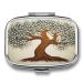 Pill Box Tree Printed Print 2 Compartment Medicine Pill Case Pill Organizer Decorative Metal Portable Pill Box for Pocket Or Purse Style