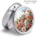 Round Floral Pill Box Organizer | 3 Compartment Wildflower Print Metal Case | Portable Decorative Pocket Pill Container - Style 19 - Buy Online on GoSupps.com