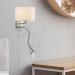 Modern Nickel Wall Lamp with Adjustable Reading Arm | White Fabric Shade | 1x E14 Max 40W | 20cm | Perfect for Home & Office - Buy Online on GoSupps.com