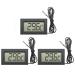 VOKTTA 3PCS Digital LCD Thermometer Temperature Monitor with 1M NTC Probe for Refrigerator Aquarium -50 C +110 C Black
