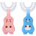 Himbiu u shared toothbrush 2 pieces of U-shaped toothbrush for children soft brush head for all-round cleaning massage gums (2-6 years old)
