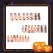Orange French Halloween Fake Nails - 24Pcs Coffin False Nails with Ghost Pattern for Women & Girls | Nail Glue Included - Buy Online on GoSupps.com