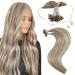 Moresoo Bonding Extensions Real Hair 1g Pre Bonded Keratin Bondings Real Hair Extensions Blond Strands Remy Hot Fusion U Tip Extensions Real Hair Bondings #P9A/60 light brown with Platinblond 50g 50cm 2.U-Tip #P9A/60