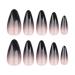 Shop Black Press on Nails - Medium Almond Gothic Ombre Acrylic False Nails | 24 Pcs Glam Manicure - Buy Online on GoSupps.com