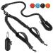 Eyein double linen for 2 dogs dog leash for large dogs flexible and reflective healing -free dog leash with 2 padded handles for dogs from 11 to 68 kg (black) black 2 handles - l (total weight 11-68kg)