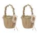 Flueyer 2Pcs Flower Girl Basket Burlap Jute Basket with Handle Woven Storage Basket for Home Wedding Garden Decoration