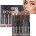 Riaisttd Pencil Eyeshadow Stick 6-Piece Cream Eye Shadow Set Waterproof Matte and Shimmer Brightener Smudge-Resistant Applicators for Travel Party Girls Women Giftable Cosmetic