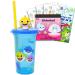 PinkFong Baby Shark Baby Shark 15oz Cup Set for Kids  Boys   Bundle Refillable with Straw  and Additional Stickers | School Supplies  Sports  More
