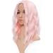 FAELBATY 14 Inch Pink Cosplay Loose Wave Wig - Short Curly Wavy Synthetic Costume Wig for Women - Pastel Pink - Buy Online on GoSupps.com