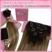 Youngsee Clip-In Real Hair Extensions - 35cm Balayage Dark Brown with Blonde Highlights - 120g #4/10/16 - Premium Quality Hair Recovery - Buy Online on GoSupps.com