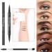 Microblading Eyebrow Pencil Curved Eyebrow Pen 2 in 1 Ended Microblading Eyebrow Pen with Fork Tip and Brush Tip Long-Lasting Sweat Resistance For Natural Makeup All Day (Dark brown) - Buy Online on GoSupps.com