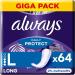 Always Dailies Protect panty liners for women Long (64 pads) Gigapack unscented breathable flexible 64 pieces (1 pack) NEW