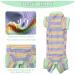 TONY HOBY Dog Pajamas with Colorful Stripes | 4-Legged Jumpsuit for Small to Medium Female Dogs | Green & Purple (Size L) - Buy Online on GoSupps.com