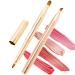 Double lip brush and individual eyelin brush retractable lip winsel lip liner contour brush eyeshadow brush beauty make-up brush (2 pieces gold)