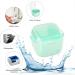DIDATOOL Denture Cup Denture Bath for Soaking Dentures Denture Case with Lid Easy to Carry and Clean Denture Case with Removable Rinse Basket and Finger Toothbrush (Square Transparent Green) Square Transparent Green - Buy Online on GoSupps.com