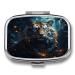 Pill Box Tiger Print 2 Compartment Medicine Pill Case Pill Organizer Decorative Metal Portable Pill Box for Pocket Or Purse