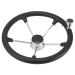 NovelBee 15-1/2 Inch Stainless Steel 5 Spoke Boat Marine Destroyer Steering Wheel with Black PU Foam (with Knob)