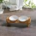 FUKUMARU Elevated Cat Ceramic Bowls: Small Dog Raised Food & Water Bowl Set with Bamboo Stand - Buy Online on GoSupps.com